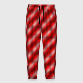 Мужские брюки 3D с принтом Текстура в стиле пиксель-арт в Курске, 100% полиэстер | манжеты по низу, эластичный пояс регулируется шнурком, по бокам два кармана без застежек, внутренняя часть кармана из мелкой сетки | Тематика изображения на принте: abstract pattern | geometric ornament | mosaic | pixel art | red color | texture | абстрактный узор | геометрический орнамент | красный цвет | мозаика | пиксель арт | текстура