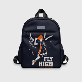 Детский рюкзак 3D с принтом fly high! Шоё Хината Haikyuu!! в Курске, 100% полиэстер | лямки с регулируемой длиной, сверху петелька, чтобы рюкзак можно было повесить на вешалку. Основное отделение закрывается на молнию, как и внешний карман. Внутри дополнительный карман. По бокам два дополнительных кармашка | Тематика изображения на принте: 10 номер | anime | haikyu | haikyuu | hinata shoyo | karasuno | manga | аниме | волейбол | волейбольный клуб | иероглифы | карасуно | лети высоко | лого | манга | надпись | прыжок | старшая школа | хаику | хаикую