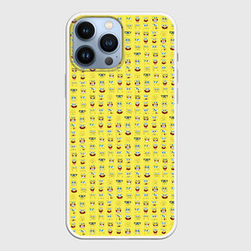 Чехол для iPhone 13 Pro Max с принтом SpongeBobs facial expressions в Курске,  |  | глаза | губка боб | лица | нос | рот | спанч боб