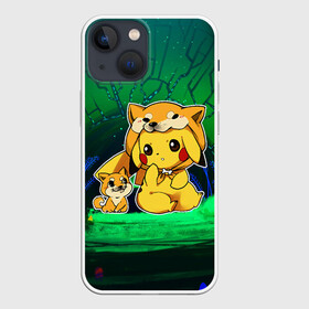 Чехол для iPhone 13 mini с принтом Пикачу и корги в Курске,  |  | anime | picachu | pikachu | аниме | милый | пика | пикачу | покебол | покемон