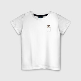 Детская футболка хлопок с принтом PocketPuppy#1 в Курске, 100% хлопок | круглый вырез горловины, полуприлегающий силуэт, длина до линии бедер | cute | dog | puppy | карман | милый | мопс | собака | щенок