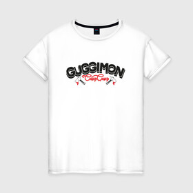 Женская футболка хлопок с принтом Guggimon Chop Chop в Курске, 100% хлопок | прямой крой, круглый вырез горловины, длина до линии бедер, слегка спущенное плечо | Тематика изображения на принте: guggimon | superplastic | игрушки | иллюстрация | логотип