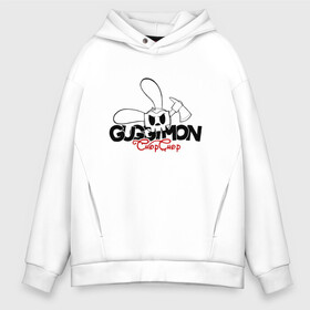 Мужское худи Oversize хлопок с принтом Guggimon Rabbit в Курске, френч-терри — 70% хлопок, 30% полиэстер. Мягкий теплый начес внутри —100% хлопок | боковые карманы, эластичные манжеты и нижняя кромка, капюшон на магнитной кнопке | guggimon | superplastic | иллюстрация | кролик | логотип