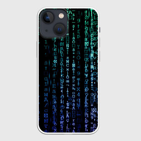Чехол для iPhone 13 mini с принтом Матрица 3D в Курске,  |  | абстракция | буквы | знаки | иллюстрация | искусство | культура | матрица | символы | текстура | цифры