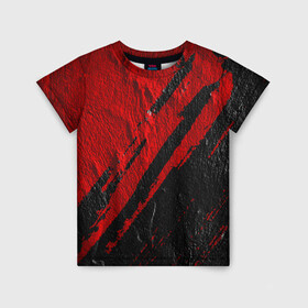 Детская футболка 3D с принтом Красное чёрное 3D в Курске, 100% гипоаллергенный полиэфир | прямой крой, круглый вырез горловины, длина до линии бедер, чуть спущенное плечо, ткань немного тянется | абстракция | иллюстрация | искусство | краска | культура | текстура