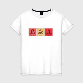 Женская футболка хлопок с принтом Ba, Co и N в Курске, 100% хлопок | прямой крой, круглый вырез горловины, длина до линии бедер, слегка спущенное плечо | иллюстрация | кобальт | нитроген | таблица | таблица менделеева