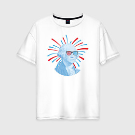 Женская футболка хлопок Oversize с принтом Бенджамин в Курске, 100% хлопок | свободный крой, круглый ворот, спущенный рукав, длина до линии бедер
 | арт | бенджамин | дипломат | иллюстрация | мужчина | франклин