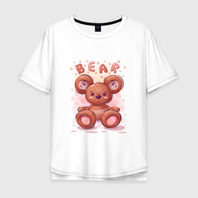 Мужская футболка хлопок Oversize с принтом Медвежонок Bear в Курске, 100% хлопок | свободный крой, круглый ворот, “спинка” длиннее передней части | bear | grizzly | kuma | гриззли | гризли | грозный | крутой | медведь | медвежонок | мишка