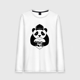 Мужской лонгслив хлопок с принтом Panda me. Панда в кепке в Курске, 100% хлопок |  | panda | животное | медведи | медведь | мишки | панда | панды