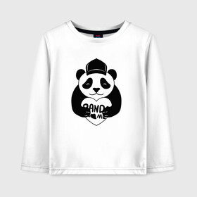 Детский лонгслив хлопок с принтом Panda me. Панда в кепке в Курске, 100% хлопок | круглый вырез горловины, полуприлегающий силуэт, длина до линии бедер | Тематика изображения на принте: panda | животное | медведи | медведь | мишки | панда | панды