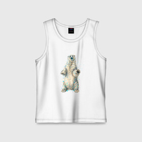 Детская майка хлопок с принтом Белый медведь в Курске,  |  | Тематика изображения на принте: bear | grizzly | kuma | белый | гриззли | гризли | грозный | крутой | медведь | медвежонок | мишка