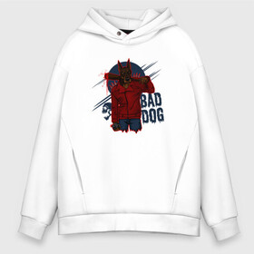 Мужское худи Oversize хлопок с принтом Собака доберман Bad dog в Курске, френч-терри — 70% хлопок, 30% полиэстер. Мягкий теплый начес внутри —100% хлопок | боковые карманы, эластичные манжеты и нижняя кромка, капюшон на магнитной кнопке | cute | dog | woof | гав | доберман | забавный | пес | смешной | собака | щенок