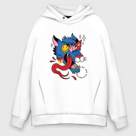 Мужское худи Oversize хлопок с принтом Trippy Surreal Wolf Tatto в Курске, френч-терри — 70% хлопок, 30% полиэстер. Мягкий теплый начес внутри —100% хлопок | боковые карманы, эластичные манжеты и нижняя кромка, капюшон на магнитной кнопке | demon | fashion | halloween | horror | melted | oldschoo | strange | tongue | werewolf | you are distorted | волк | волчара | демон | искажение | мистика | мода | мрачный | оборотень | олдскул | радуга | расплавленный смайл | ты искажённый | ужасы