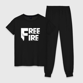 Женская пижама хлопок с принтом FREEFIRE FF WHITE LOGO (Z) в Курске, 100% хлопок | брюки и футболка прямого кроя, без карманов, на брюках мягкая резинка на поясе и по низу штанин | 111dots studio | battlegrounds | free fire | freefire | game | garena | garena free fire | гарена | игра | игры | киберспорт | королевская битва | мобильная игра | онлайн игра | пабг | фри фаер | фрифаер | экшн