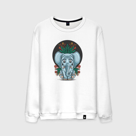 Мужской свитшот хлопок с принтом Слон и цветы в Курске, 100% хлопок |  | Тематика изображения на принте: cute | elephant | животное | милый | слон | слоненок | слоник | цветы