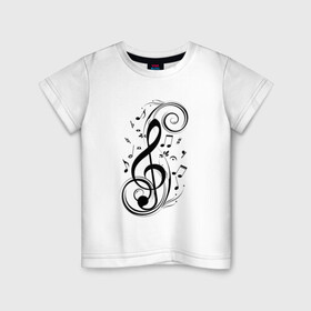 Детская футболка хлопок с принтом Ноты в Курске, 100% хлопок | круглый вырез горловины, полуприлегающий силуэт, длина до линии бедер | звук | музыка | ноты | тату | татуировка | черное