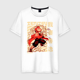Мужская футболка хлопок с принтом Zenitsu в Курске, 100% хлопок | прямой крой, круглый вырез горловины, длина до линии бедер, слегка спущенное плечо. | agatsuma zenitsu | anime | demon | demon slayer | kimetsu no yaiba | manga | slayer | аниме | демон | зеницу | клинок | манга | меч | рассекающий демонов