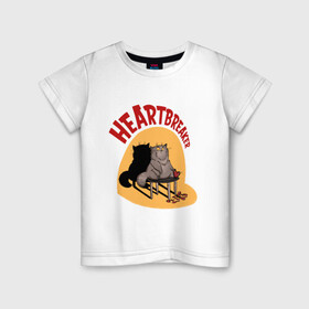 Детская футболка хлопок с принтом Хартбрейкер в Курске, 100% хлопок | круглый вырез горловины, полуприлегающий силуэт, длина до линии бедер | bird born | birdborn | heart | ирония | кот | котики | коты | любовь | сердечки | сердце | юмор