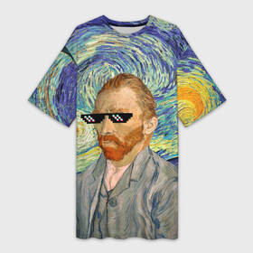 Платье-футболка 3D с принтом Ван Гог   Deal with it в Курске,  |  | автопортрет | арт | ван гог | ван гог мем | звезда | звёздная ночь | крутой | мемасик | мемасные очки | очки | очки из мема | пиджак | художник