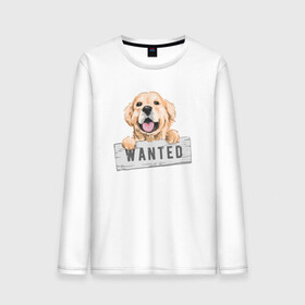 Мужской лонгслив хлопок с принтом Dog Wanted в Курске, 100% хлопок |  | cute | dog | wanted | woof | гав | забавный | пес | песель | песик | смешной | собака | собачка | щенок