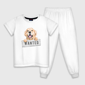 Детская пижама хлопок с принтом Dog Wanted в Курске, 100% хлопок |  брюки и футболка прямого кроя, без карманов, на брюках мягкая резинка на поясе и по низу штанин
 | cute | dog | wanted | woof | гав | забавный | пес | песель | песик | смешной | собака | собачка | щенок