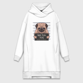 Платье-худи хлопок с принтом Bad pug dog в Курске,  |  | cute | dog | pug | woof | гав | забавный | мопс | пес | песель | песик | смешной | собака | собачка | щенок