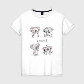Женская футболка хлопок с принтом Милые коалы в Курске, 100% хлопок | прямой крой, круглый вырез горловины, длина до линии бедер, слегка спущенное плечо | bear | koala | животное | коала | коалы | медведи | медведь
