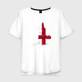 Мужская футболка хлопок Oversize с принтом Англия в Курске, 100% хлопок | свободный крой, круглый ворот, “спинка” длиннее передней части | карта | мира | остров | силуэт | страны | флаг