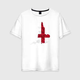 Женская футболка хлопок Oversize с принтом Англия в Курске, 100% хлопок | свободный крой, круглый ворот, спущенный рукав, длина до линии бедер
 | карта | мира | остров | силуэт | страны | флаг