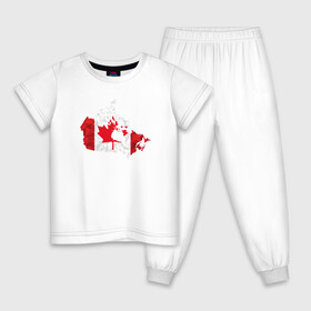 Детская пижама хлопок с принтом Канада в Курске, 100% хлопок |  брюки и футболка прямого кроя, без карманов, на брюках мягкая резинка на поясе и по низу штанин
 | карта | клен | мира | силуэт | страны | флаг