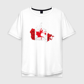 Мужская футболка хлопок Oversize с принтом Канада в Курске, 100% хлопок | свободный крой, круглый ворот, “спинка” длиннее передней части | карта | клен | мира | силуэт | страны | флаг