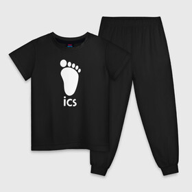 Детская пижама хлопок с принтом iCS Foot Logo Haikyu!! в Курске, 100% хлопок |  брюки и футболка прямого кроя, без карманов, на брюках мягкая резинка на поясе и по низу штанин
 | anime | haikyu | haikyuu | karasuno | manga | аниме | белый | волейбол | волейбольный клуб | икс | ицс | карасуно | корпорация | лого | логотип | манга | нога | организатор игр | след | старшая школа | ступня | хаику | хаикую