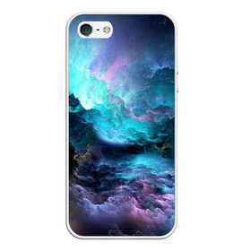 Чехол для iPhone 5/5S матовый с принтом Космическое море в Курске, Силикон | Область печати: задняя сторона чехла, без боковых панелей | вода | волны | космическое море | космос | море | облака | свет | шторм