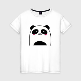 Женская футболка хлопок с принтом Милая панда в Курске, 100% хлопок | прямой крой, круглый вырез горловины, длина до линии бедер, слегка спущенное плечо | panda | животное | медведи | медведь | мишки | панда | панды