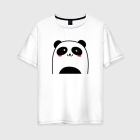 Женская футболка хлопок Oversize с принтом Милая панда в Курске, 100% хлопок | свободный крой, круглый ворот, спущенный рукав, длина до линии бедер
 | panda | животное | медведи | медведь | мишки | панда | панды