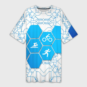 Платье-футболка 3D с принтом Плыви, Крути, Беги в Курске,  |  | bike | ironman | run | running | swim | swimming | triathlon | бег | бегун | велосипед | велоспорт | выносливость | железный человек | плавание | спорт на выносливость | триатлон | цикличный вид спорта