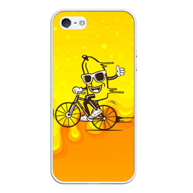 Чехол для iPhone 5/5S матовый с принтом Банан на велосипеде в Курске, Силикон | Область печати: задняя сторона чехла, без боковых панелей | байк | банан | бананчик | велик | велосипед | живой банан | спорт