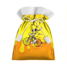 Подарочный 3D мешок с принтом Банан на велосипеде в Курске, 100% полиэстер | Размер: 29*39 см | байк | банан | бананчик | велик | велосипед | живой банан | спорт