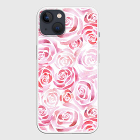 Чехол для iPhone 13 с принтом Розовые розы в Курске,  |  | botanic | flower | pink | rose | summer | watercolor | акварель | акварельный | белый | ботаника | весна | летний | лето | нежный | пастельный | розовый | розы | цветочный | цветы