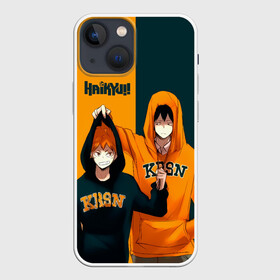 Чехол для iPhone 13 mini с принтом Хината и Кагеяма из Карасуно в Курске,  |  | anime | haikyu | haikyuu | karasuno | manga | аниме | волейбол | волейбольный клуб | вороны | игроки | карасуно | король площадки | манга | ниндзя шоё | старшая школа | тобио кагеяма | хаику | хаикую | шоё хината