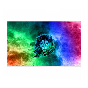 Бумага для упаковки 3D с принтом Космический лев в Курске, пластик и полированная сталь | круглая форма, металлическое крепление в виде кольца | Тематика изображения на принте: космический лев | лев | лев на фоне дыма | разноцветный лев | цветной дым