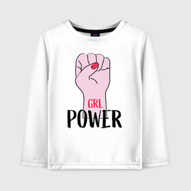 Детский лонгслив хлопок с принтом Girl Power в Курске, 100% хлопок | круглый вырез горловины, полуприлегающий силуэт, длина до линии бедер | girl | power | арт | иллюстрация | сила | феменизм