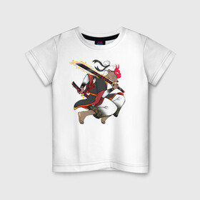 Детская футболка хлопок с принтом Honey badger samurai в Курске, 100% хлопок | круглый вырез горловины, полуприлегающий силуэт, длина до линии бедер | Тематика изображения на принте: барсук | зверь | иллюстрация | китай | медоед | самурай