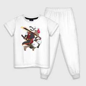 Детская пижама хлопок с принтом Honey badger samurai в Курске, 100% хлопок |  брюки и футболка прямого кроя, без карманов, на брюках мягкая резинка на поясе и по низу штанин
 | барсук | зверь | иллюстрация | китай | медоед | самурай