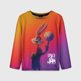 Детский лонгслив 3D с принтом Space Jam 2 Багз Банни в Курске, 100% полиэстер | длинные рукава, круглый вырез горловины, полуприлегающий силуэт
 | bugs bunny | space jam | space jam 2 | space jam a new legacy | vdzabma | багз банни | космический джем | космический джем 2 | космический джем: новое поколение