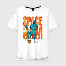 Мужская футболка хлопок Oversize с принтом Space Jam Lebron в Курске, 100% хлопок | свободный крой, круглый ворот, “спинка” длиннее передней части | bugs bunny | lebron james | space jam | space jam 2 | space jam a new legacy | tweety | vdzabma | багз банни | космический джем | космический джем 2 | космический джем: новое поколение | леброн джеймс | твити