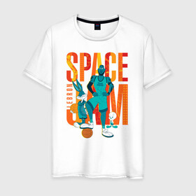 Мужская футболка хлопок с принтом Space Jam Lebron в Курске, 100% хлопок | прямой крой, круглый вырез горловины, длина до линии бедер, слегка спущенное плечо. | bugs bunny | lebron james | space jam | space jam 2 | space jam a new legacy | tweety | vdzabma | багз банни | космический джем | космический джем 2 | космический джем: новое поколение | леброн джеймс | твити