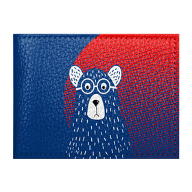 Обложка для студенческого билета с принтом Медведь в Курске, натуральная кожа | Размер: 11*8 см; Печать на всей внешней стороне | Тематика изображения на принте: животные | звери | косолапый | лесные звери | медвед | медведь | очки | хищник