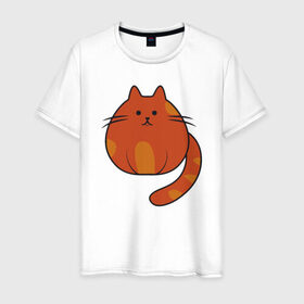 Мужская футболка хлопок с принтом Fat Cat в Курске, 100% хлопок | прямой крой, круглый вырез горловины, длина до линии бедер, слегка спущенное плечо. | animal | cat | cute | kitty | meow | друг | животные | киска | кися | китти | кот | котенок | котик | котэ | кошечка | кошка | мур | мяу | питомец