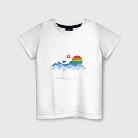 Детская футболка хлопок с принтом Pop it Simple Dimple в Курске, 100% хлопок | круглый вырез горловины, полуприлегающий силуэт, длина до линии бедер | Тематика изображения на принте: pop it | simple dimple | восход | закат | лайк | небо | облака | попит | сердечко | симпл димпл